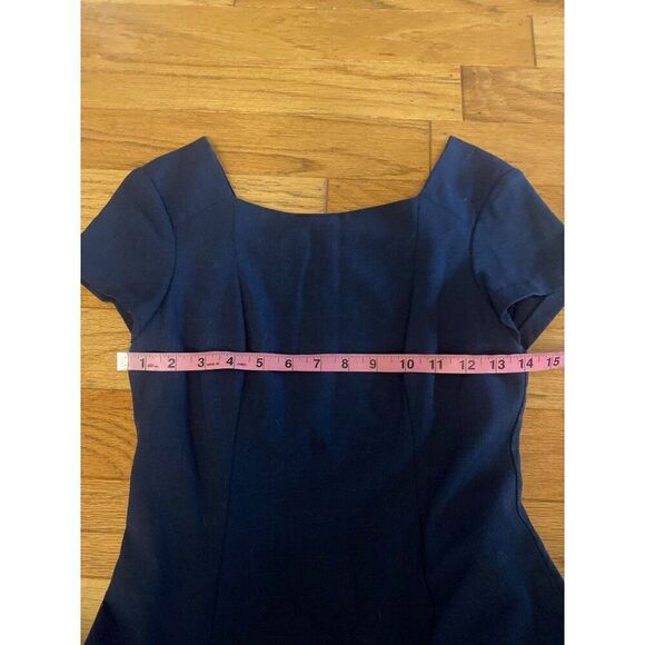 Theory women's Navy Blue A-Line knee length short sleeve lined Dress Size 2 - Picture 8 of 9